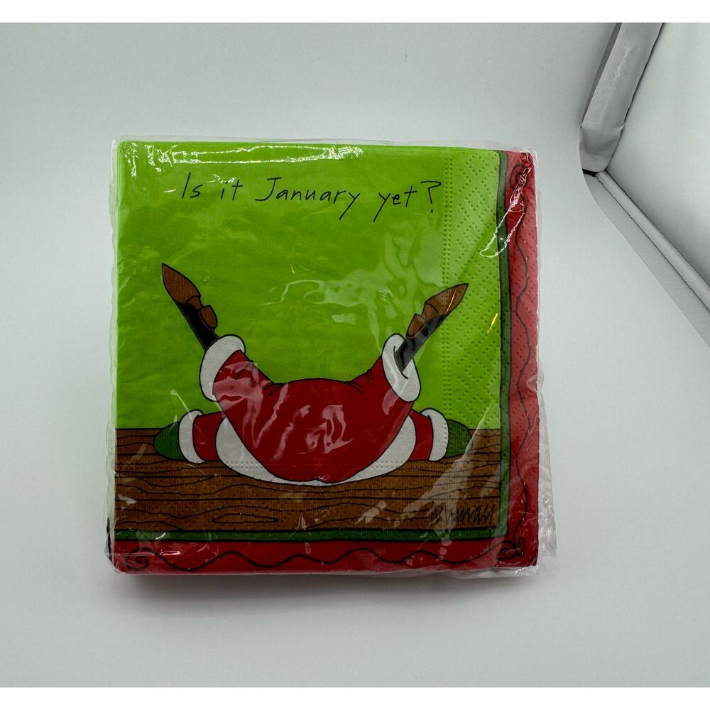 NWT Is it January Yet? Santa‎ Christmas Napkins 3 ply Design Design  20 pack